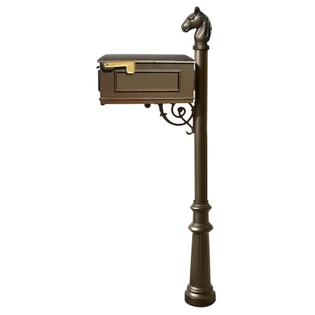 Qualarc Mailbox w/fluted base and horsehead finial LM-801-LPST-BZ